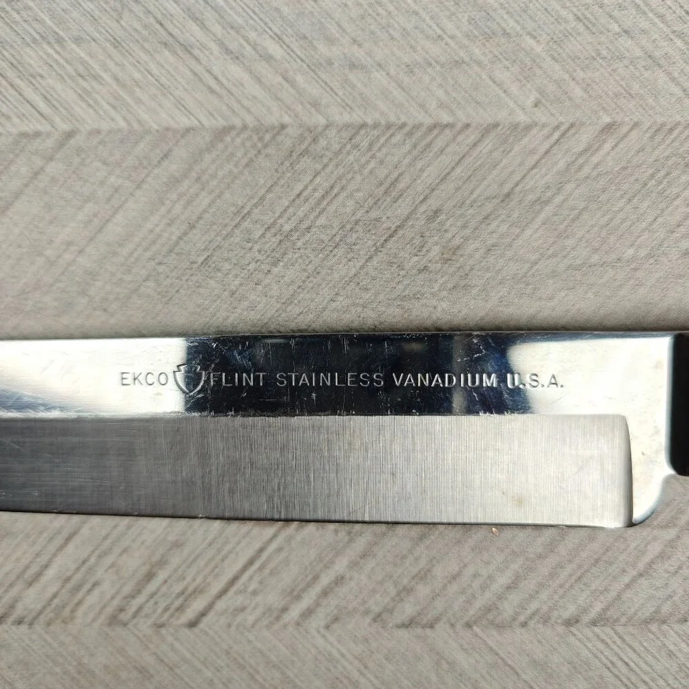 Ekco Flint Stainless Vanadium Carving Slicing Knife With Wood Handle